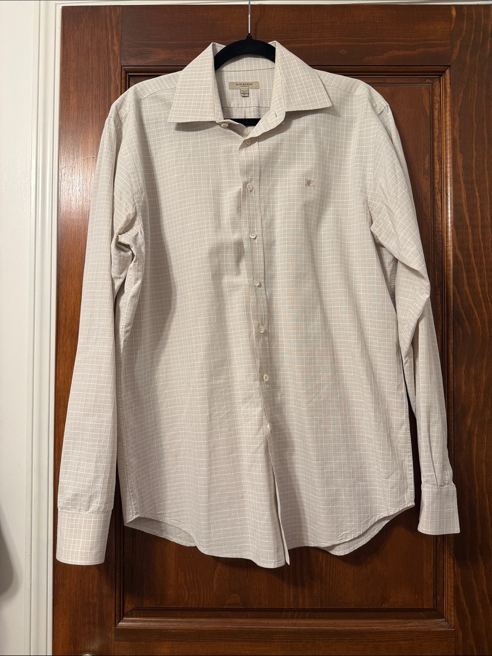 Burberry Light Beige Windowpane Dress Shirt